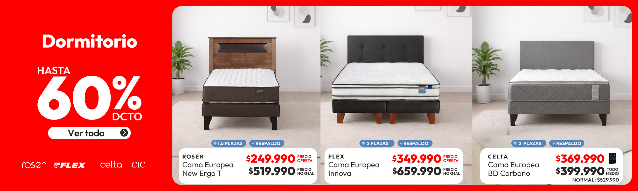 Dormitorio hasta 60%