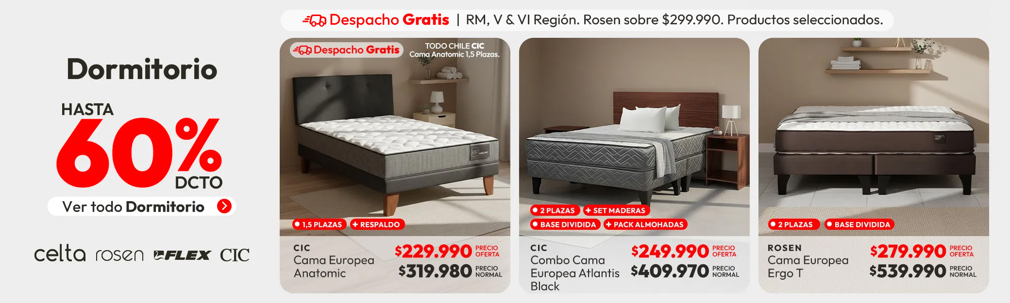 Dormitorio hasta 60% de dcto