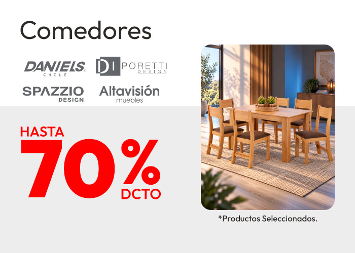 Comedores hasta 70% de dcto / prod seleccionados