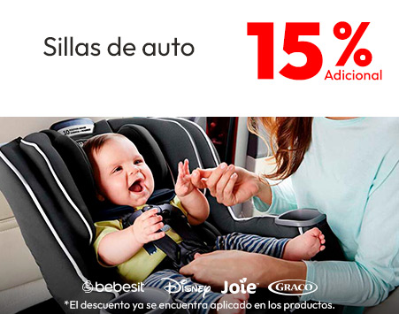 Especial sillas de auto 15% dcto adicional TMP 