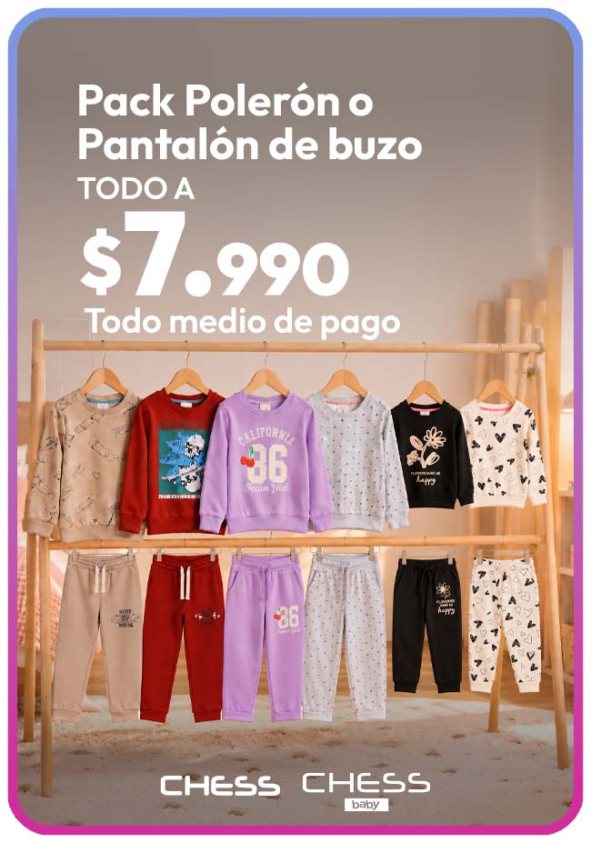 Pack Poleron y pantalon de buzo todo a $7.990