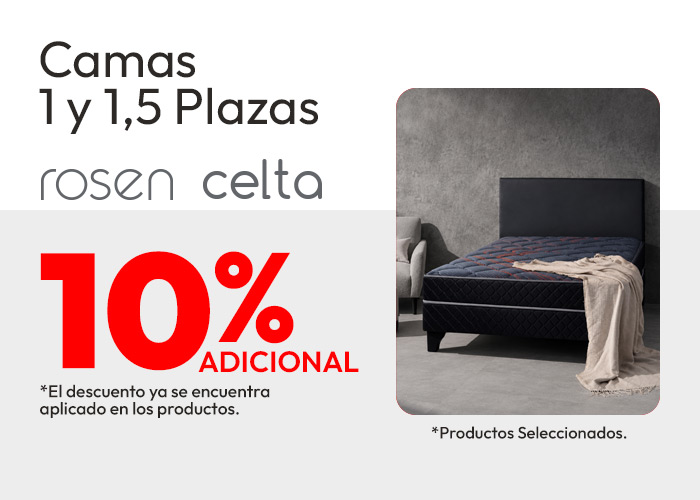 Camas 1 y 1,5 Plazas 10% adicional / prod seleccionados