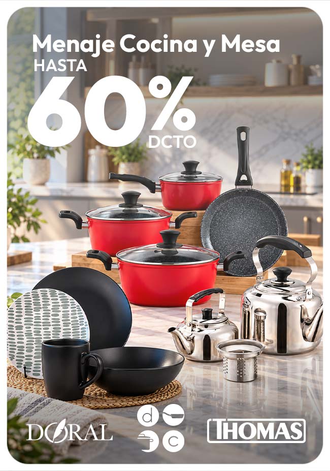 Menaje Cocina y Mesa hasta 60% de dcto