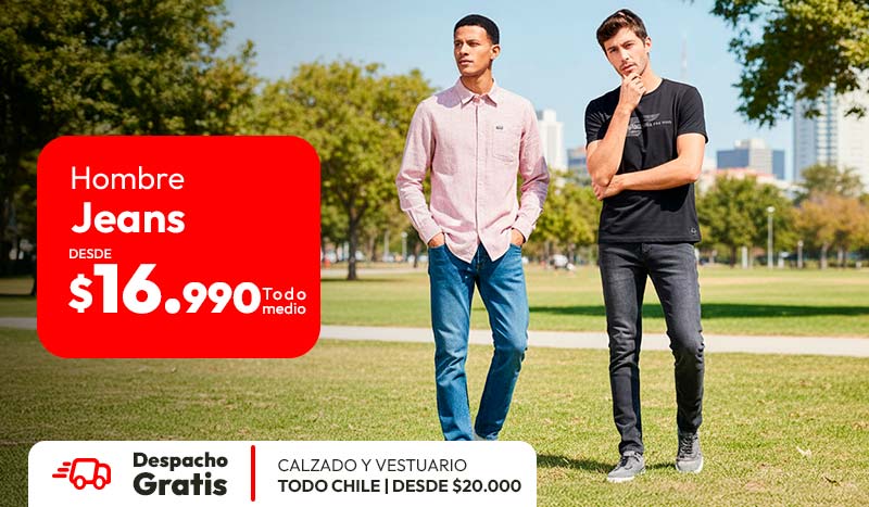 Jeans hombre desde 16990