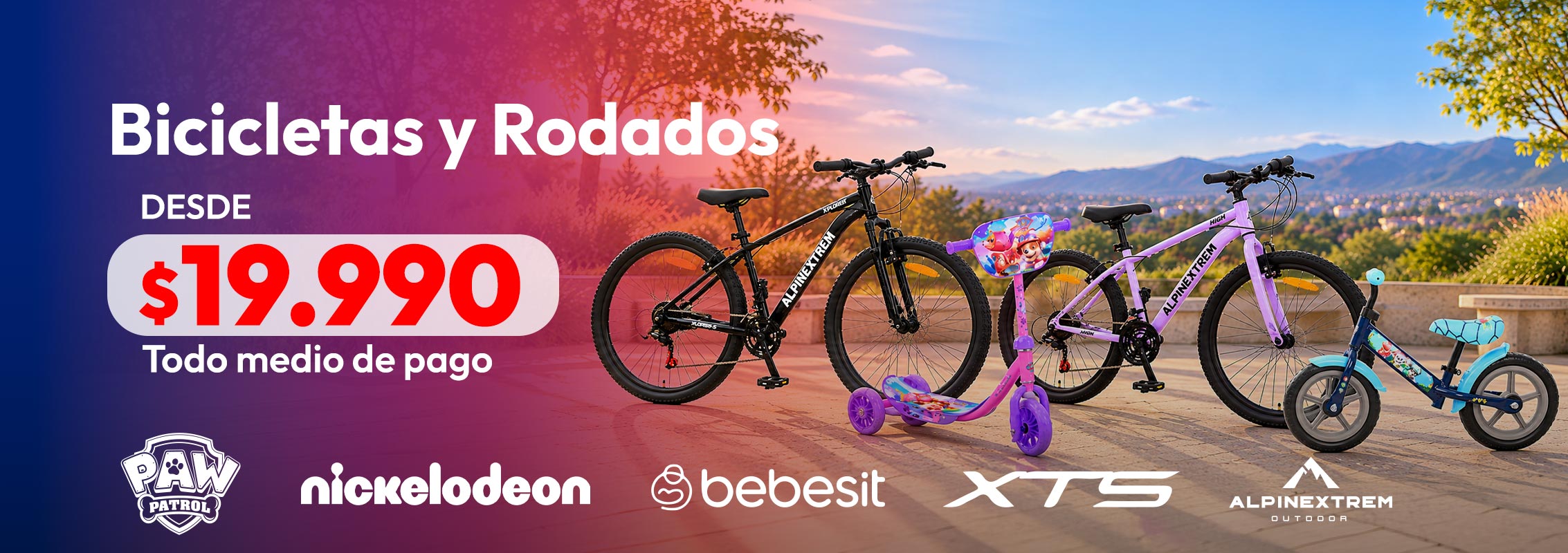 Bicicletas y Rodados desde 19.990 Paw Patrol, Nickelodeon , Bebesit,  XTS y Alpine