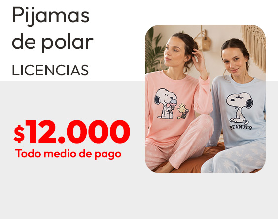 Pijamas de polar licencia a $12.000