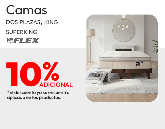 Camas 2 Plazas, King y Super King Flex 10% adicional
