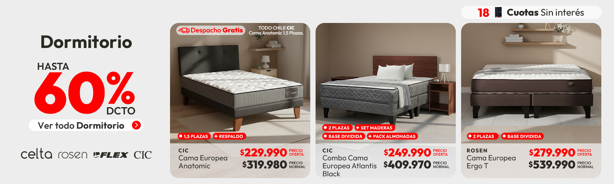 Dormitorio hasta 60% de dcto