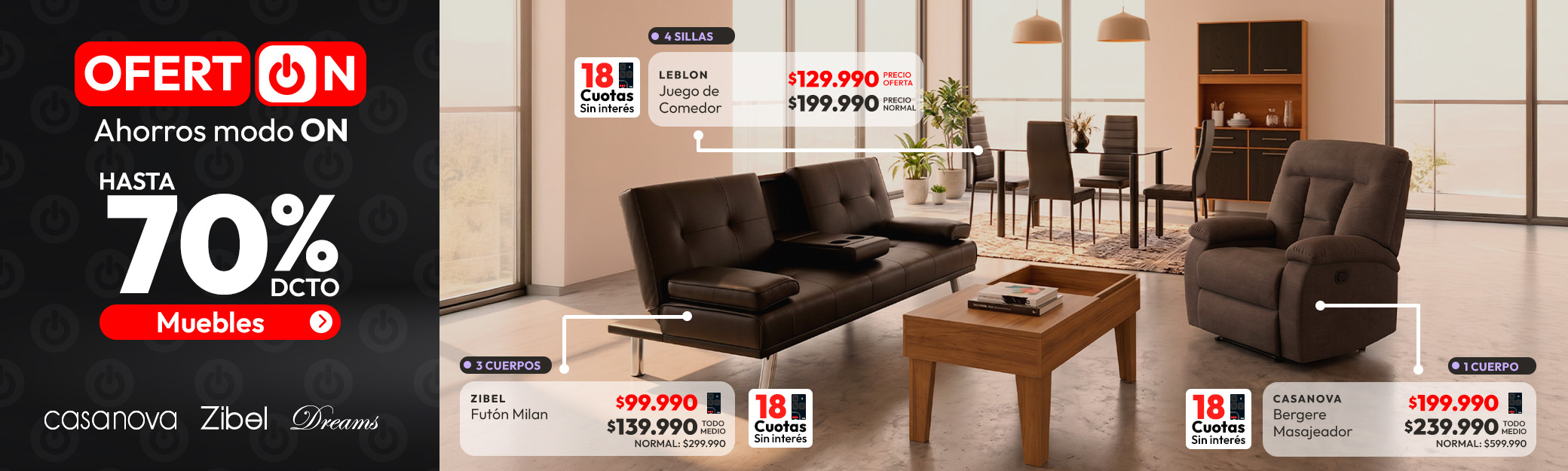 Muebles hasta 70% dcto