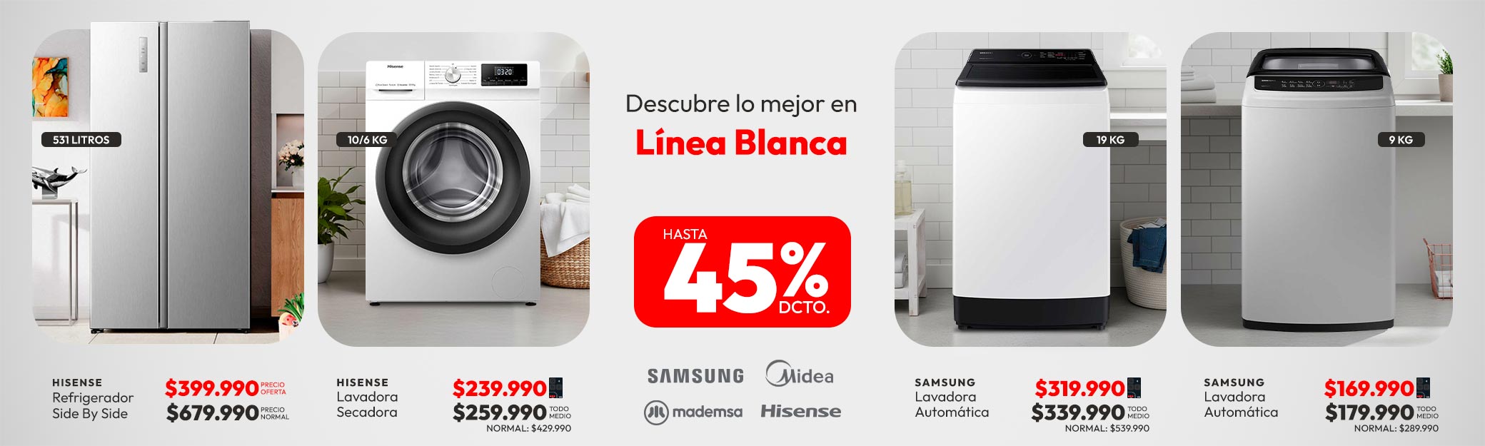 Linea blanca hasta 45% d dcto