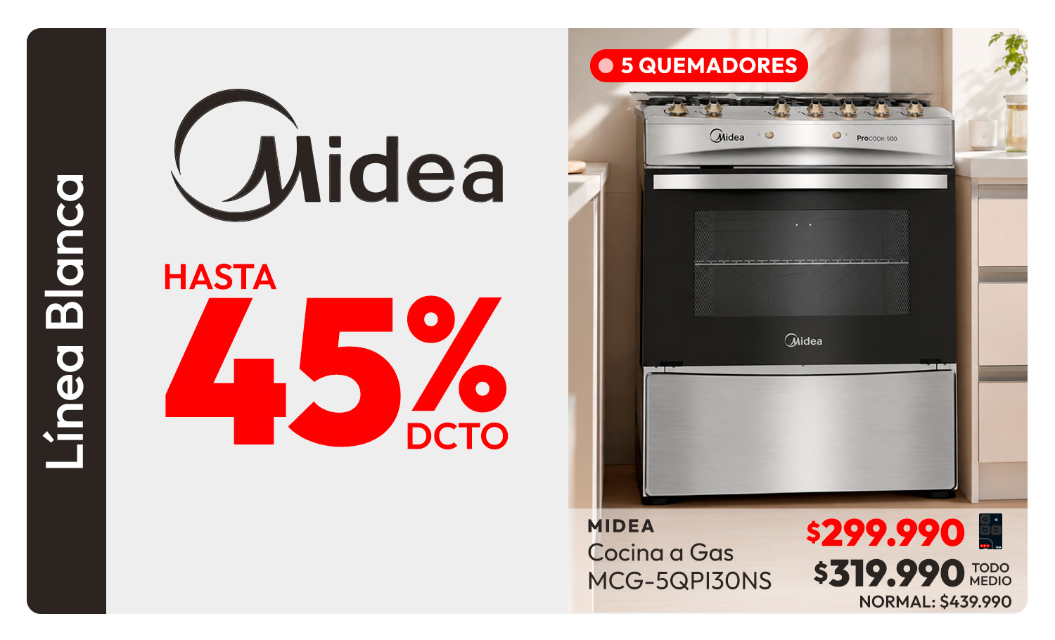 Midea hasta 45% de dcto