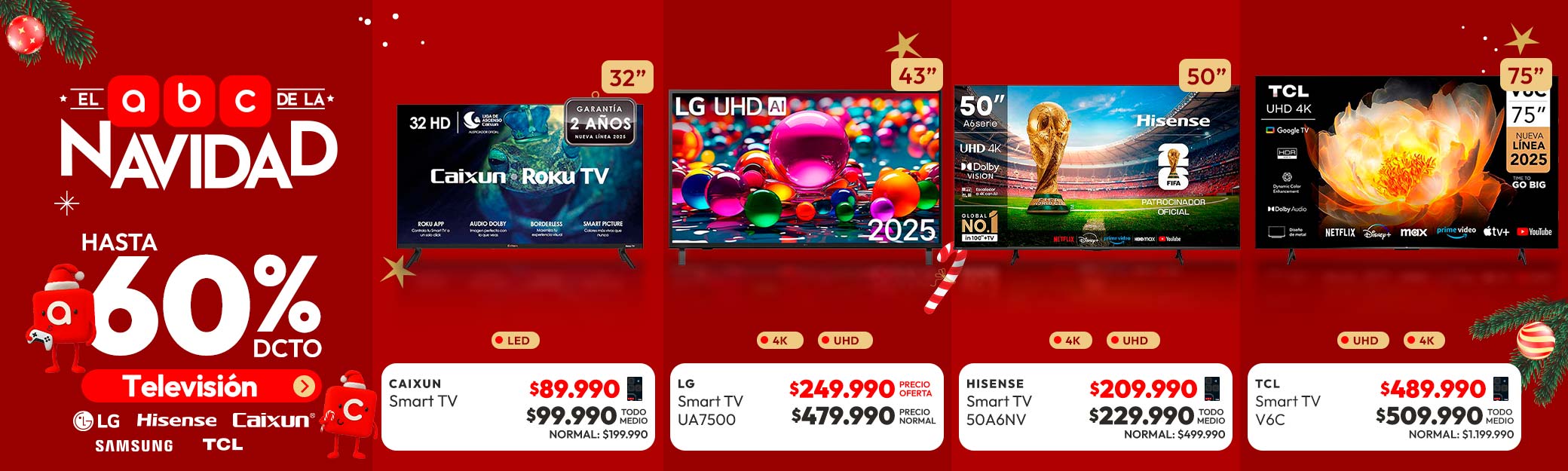 Televisores hasta 60% descuento