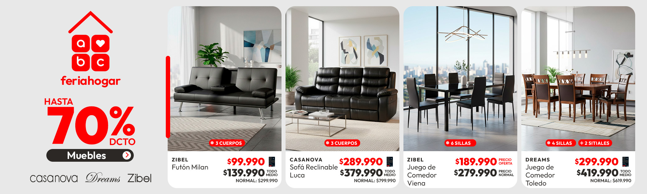 Muebles hasta 70% dcto
