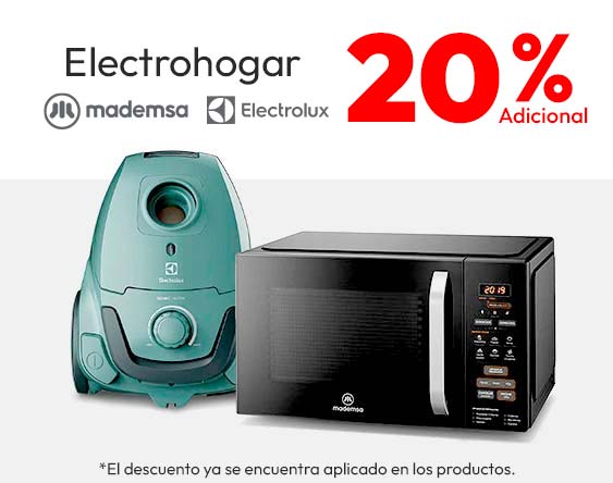 Electrohogar 20% dcto adicional