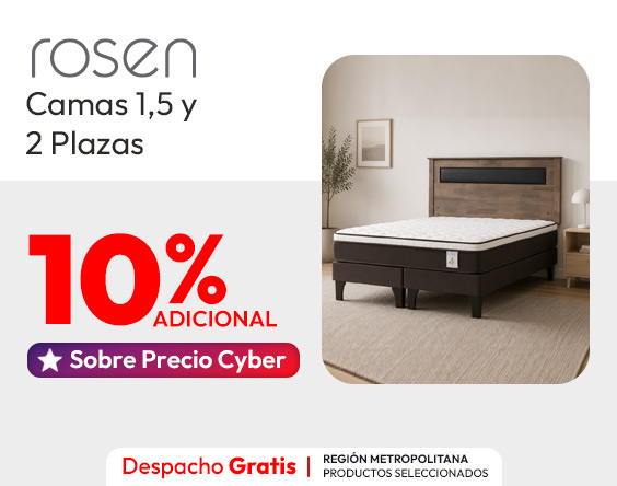 10% dcto adicional sobre precio cyber Camas 1.5 y 2 plz rosen