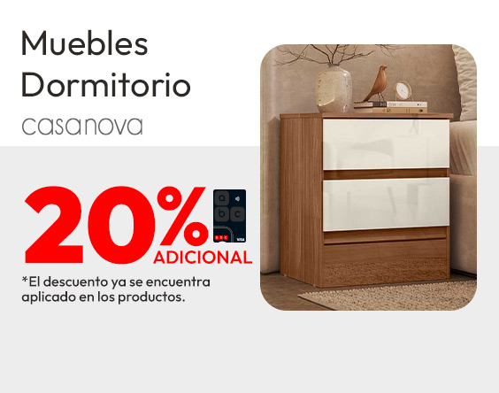 Muebles de dormitorio 20% descuento adicional con abc visa
