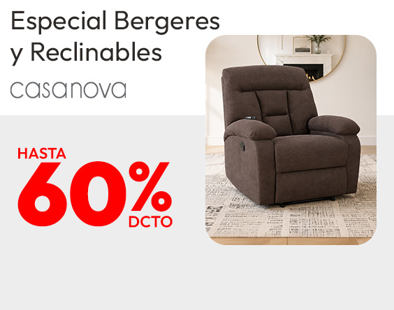 Especial Bergeres y Reclinables hasta 60% de dcto
