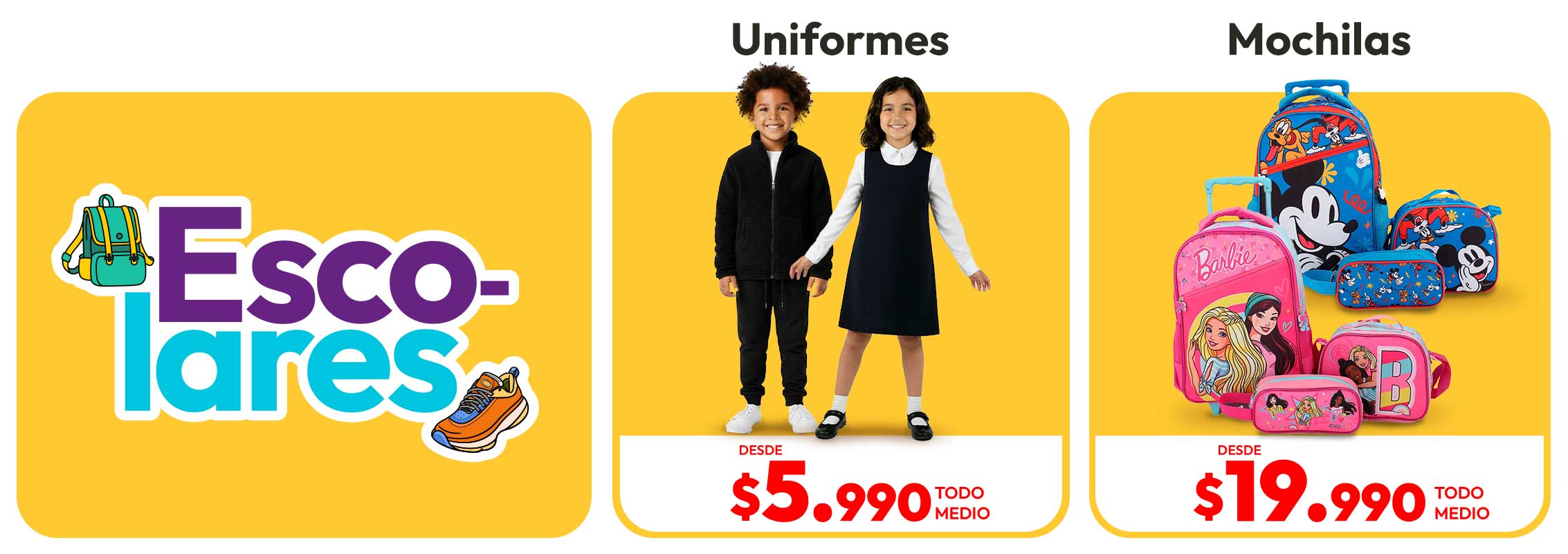 Escolares, uniformes y mochilas