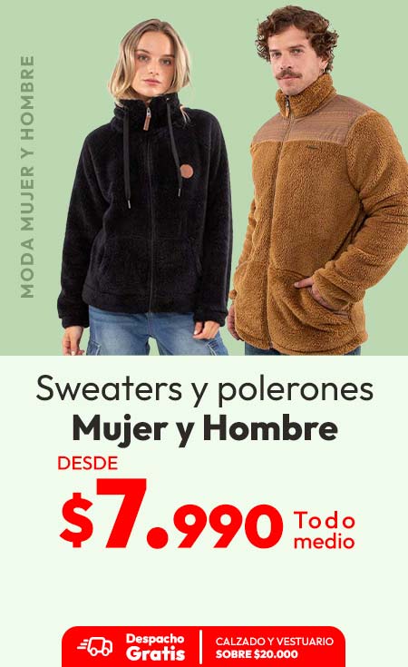 Sweaters y polerones hombre y mujer desde $7.990