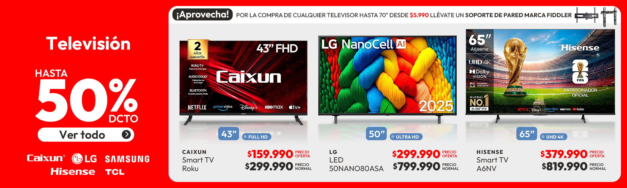 Television hasta 50% dcto