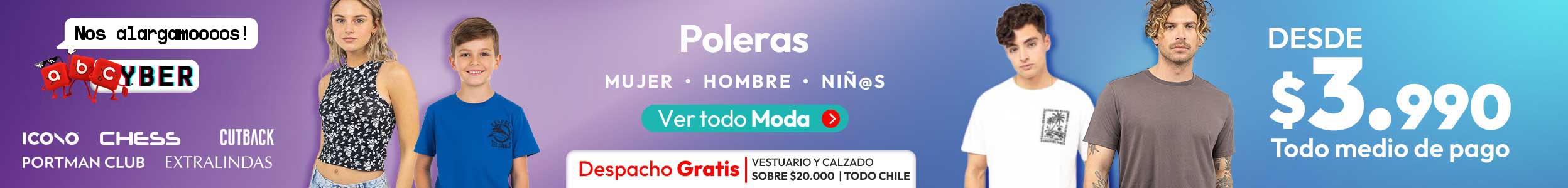 Poleras desde $3.990 en abc.cl