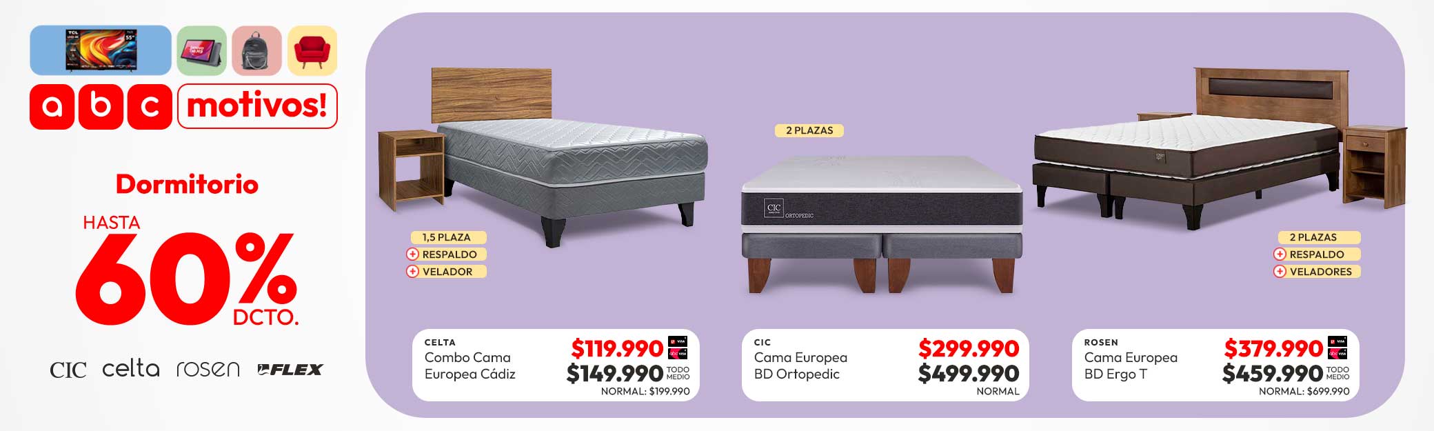 Dormitorio hasta 60% descuento