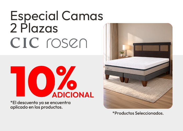 Especial Camas 2 Plazas 10% adicional / prod seleccionados
