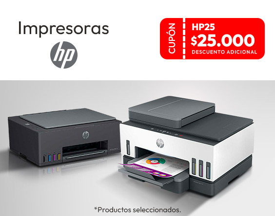 Usa tu cupón HP25 y obtendrás $25.000 impresoras HP