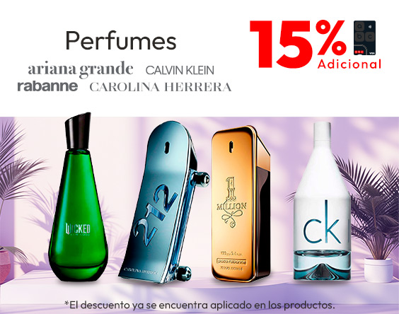 Perfumes 15% dcto adicional con abc visa
