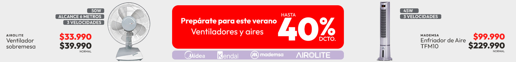 Preparate para este verano. Ventiladores y aires hasta 40% dcto