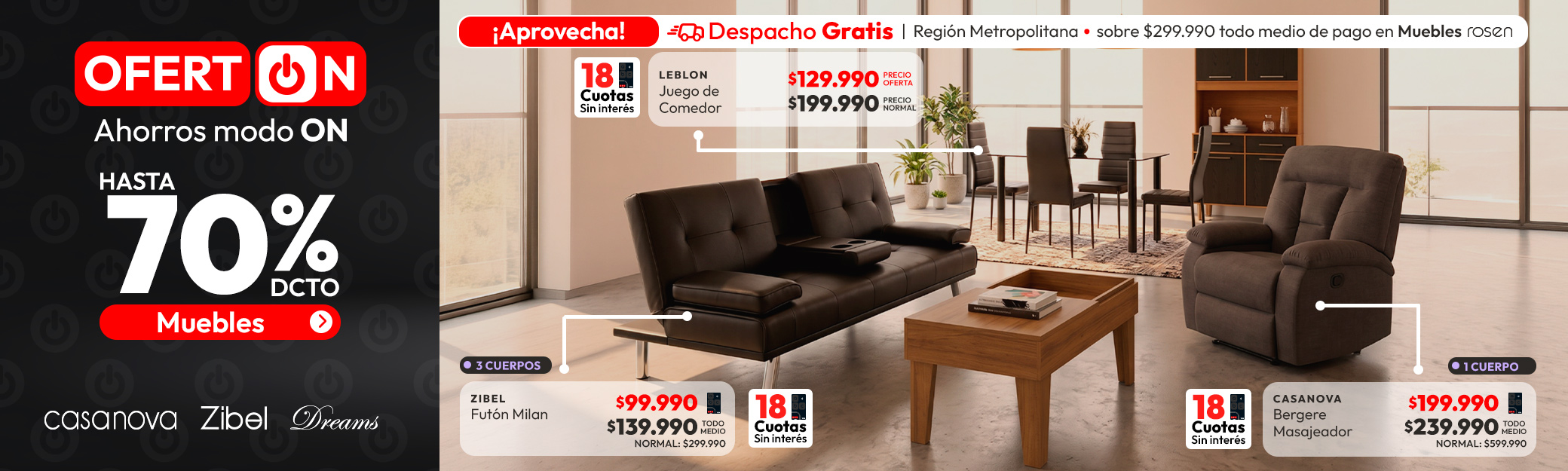 Muebles hasta 70% dcto