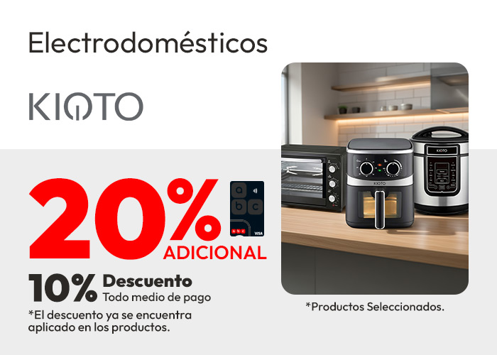 Electrodomesticos Kioto 10% de dcto tmp y 20% de dcto tlp - el descuento ya se encuentra aplicado