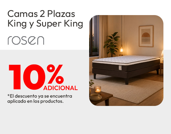 Camas 2 plz, King y Super King 10% adicional 