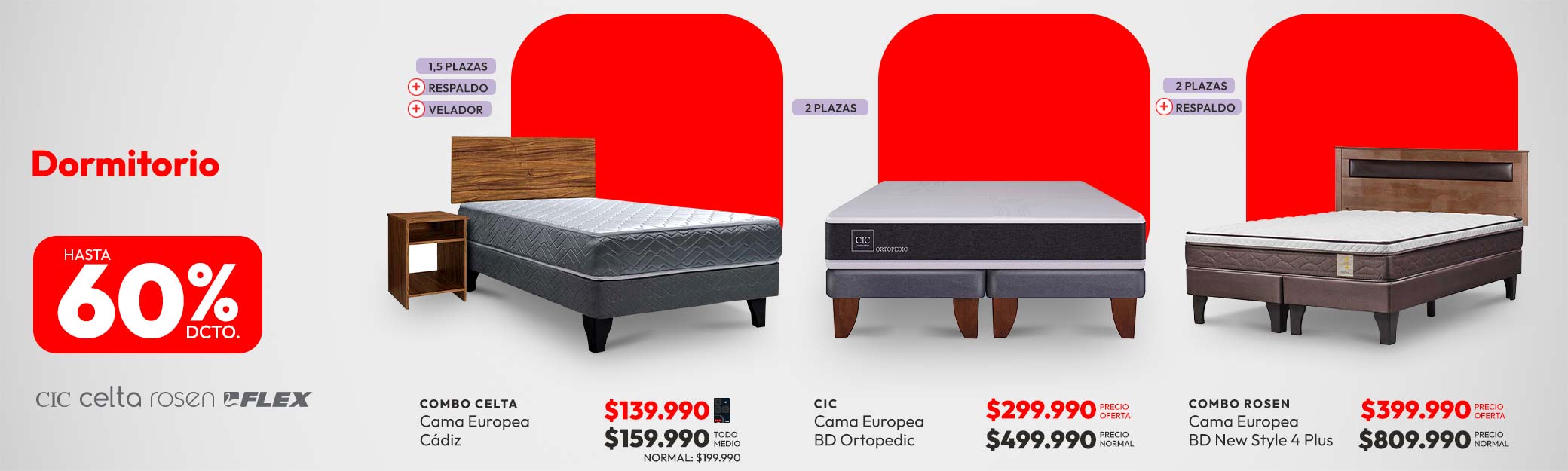 Dormitorio hasta 60% descuento