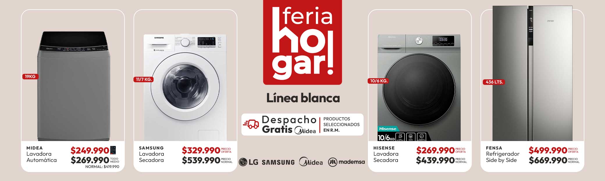 Linea blanca. DG productos seleccionados Midea en RM MIDEA LB
