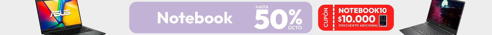 Notebook hasta 50%, Usa tu cupón Notebook10