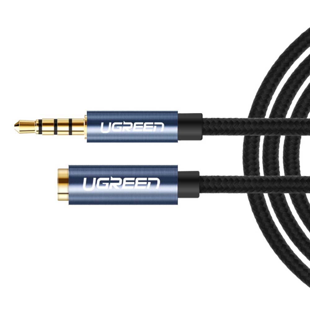 Cable Extension Plug/Jack 3.5Mm 4 Polos M/H (Estereo+Mic) Trenzado1M Negro Ugreen Av118