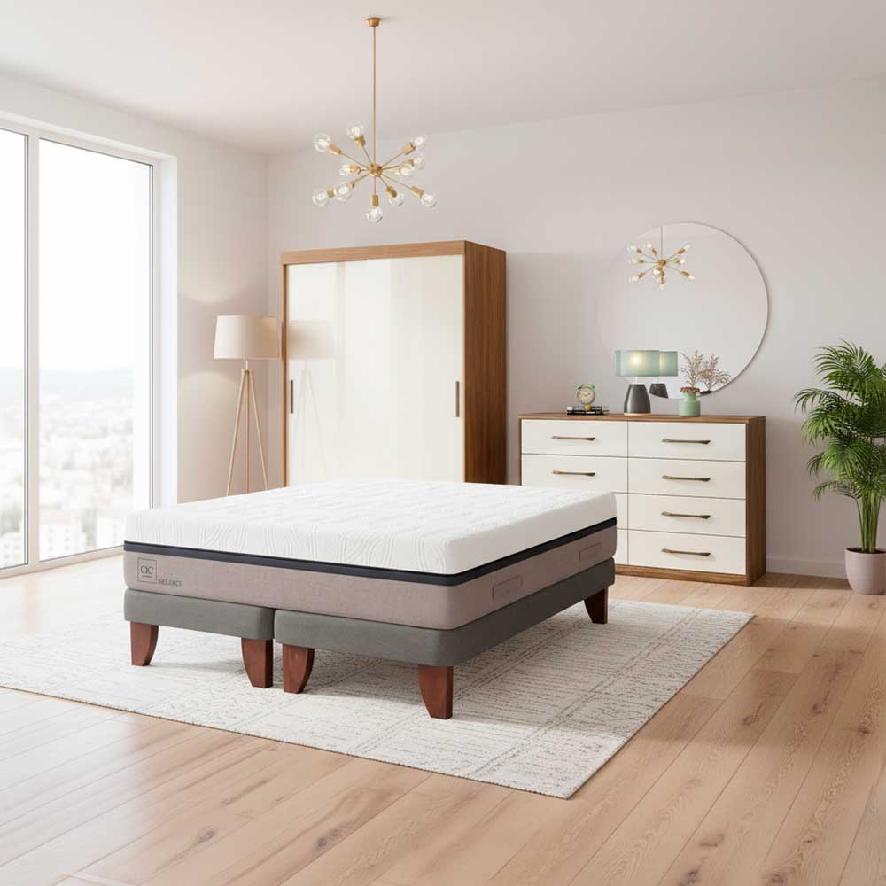 Combo Cama Europea CIC Base Dividida 2 Plazas Balance + Clóset