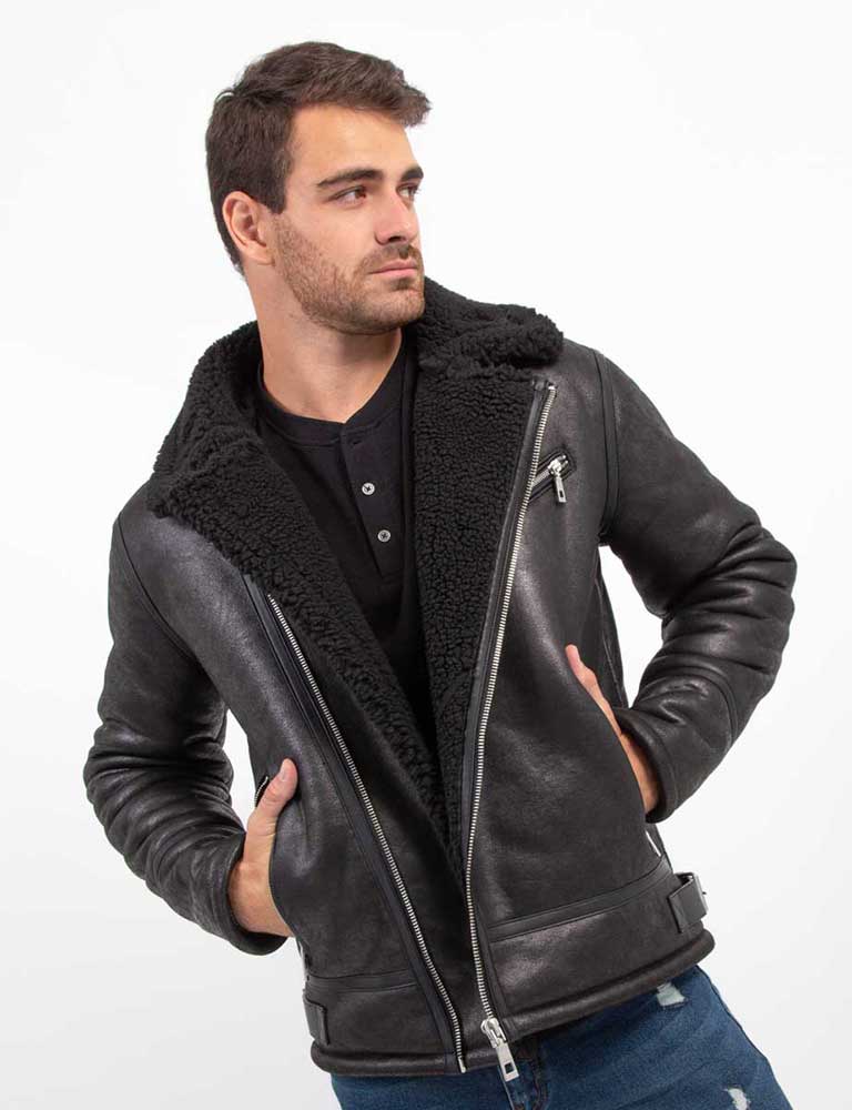 Chiporro Parka Piel Hombre Chaquetas De Cuero Hombre Con Chiporro