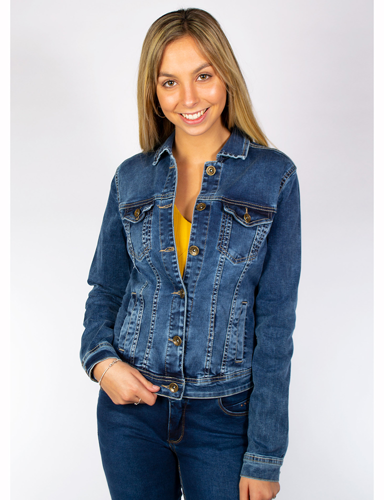 Mezclilla Larga Chaquetas De Jeans Mujer Falabella Chaqueta De