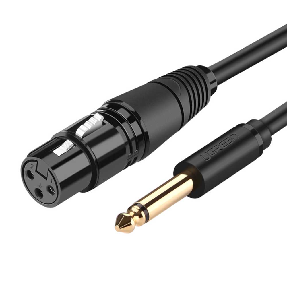 Cable De Audio M/H Plug 6.3Mm/Xlr 5M Blindado Negro Ugreen Av131