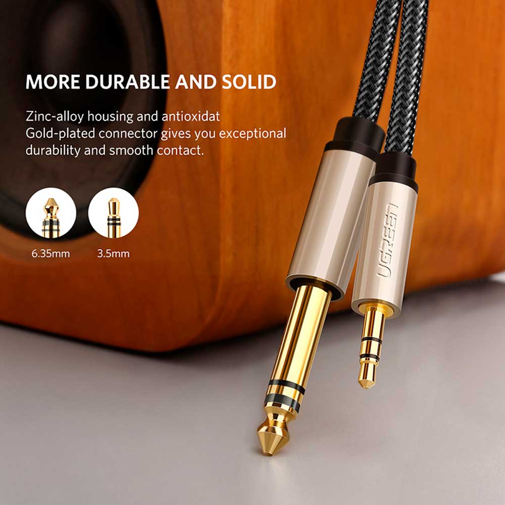 Cable De Audio Plug 3.5Mm/Plug 6.3 Estereo M/M 5M Negro Ugreen Av127