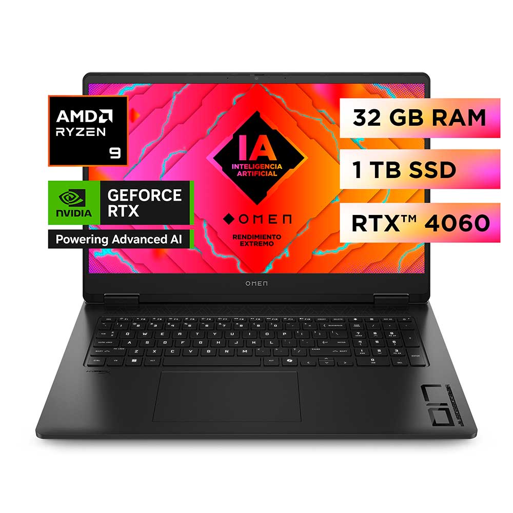 Notebook Gamer HP OMEN 17-db0009la AMD Ryzen 9 32GB 1TB 17.3" NVIDIA GeForce RTX 4060