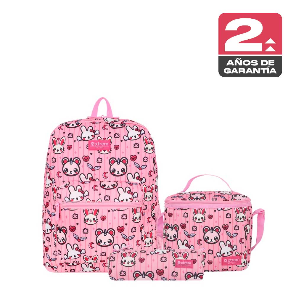 Triple Pack 6XT Mochila Niña Xtrem Conejo Rosado | Abc